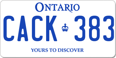 ON license plate CACK383