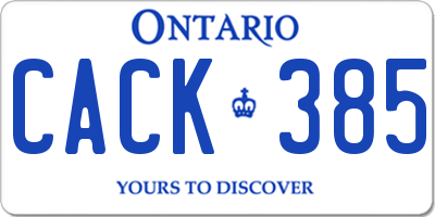 ON license plate CACK385