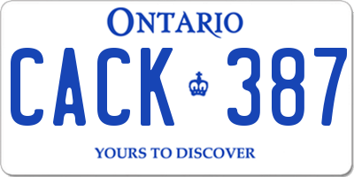 ON license plate CACK387