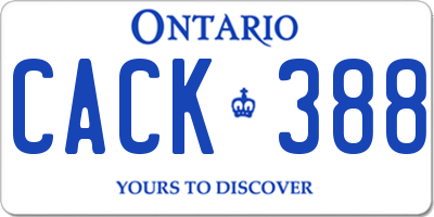 ON license plate CACK388