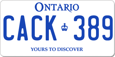 ON license plate CACK389