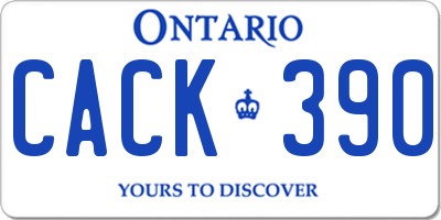 ON license plate CACK390