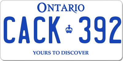 ON license plate CACK392