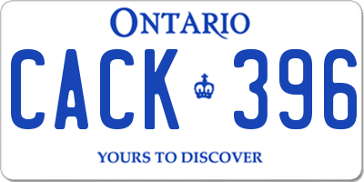 ON license plate CACK396