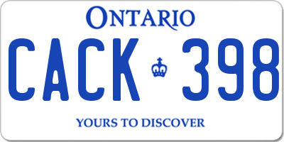 ON license plate CACK398