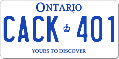 ON license plate CACK401