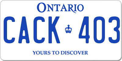 ON license plate CACK403