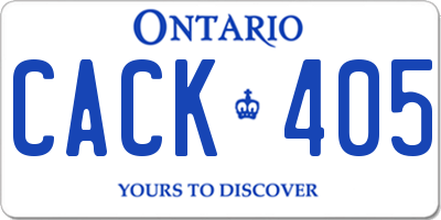 ON license plate CACK405