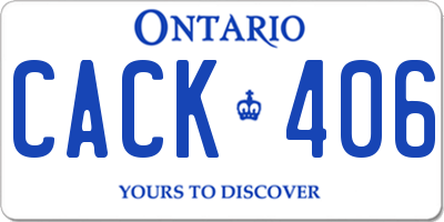 ON license plate CACK406