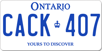 ON license plate CACK407