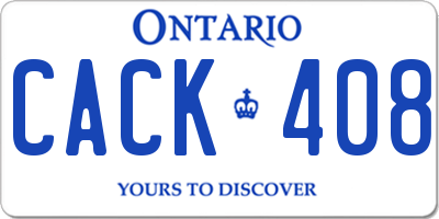 ON license plate CACK408