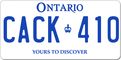 ON license plate CACK410