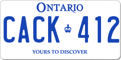 ON license plate CACK412