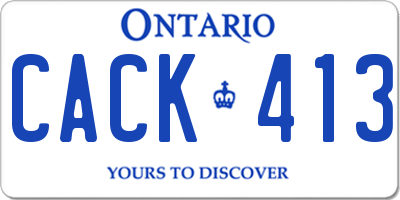 ON license plate CACK413