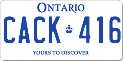 ON license plate CACK416