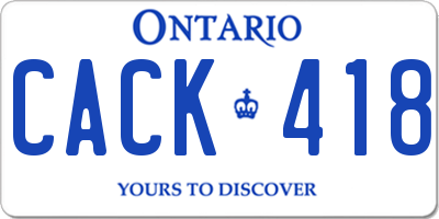 ON license plate CACK418