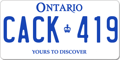 ON license plate CACK419