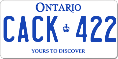 ON license plate CACK422