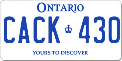 ON license plate CACK430