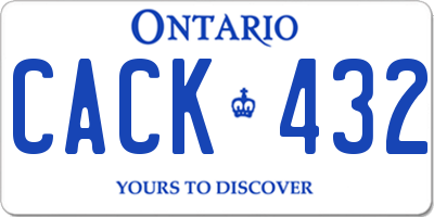 ON license plate CACK432