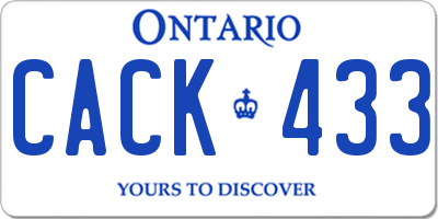 ON license plate CACK433