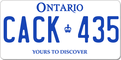 ON license plate CACK435