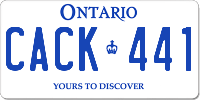 ON license plate CACK441