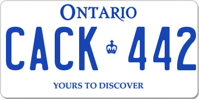 ON license plate CACK442