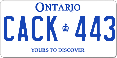 ON license plate CACK443