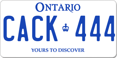 ON license plate CACK444