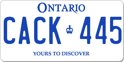 ON license plate CACK445