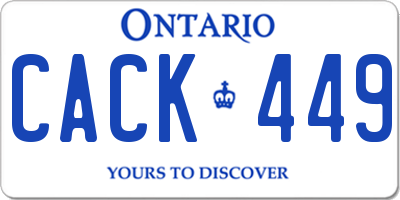 ON license plate CACK449