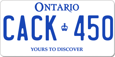 ON license plate CACK450