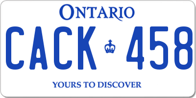 ON license plate CACK458