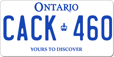 ON license plate CACK460