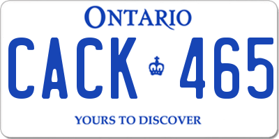 ON license plate CACK465