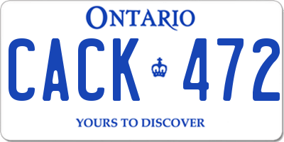 ON license plate CACK472