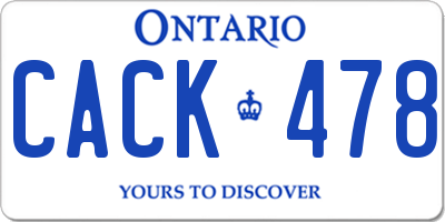 ON license plate CACK478