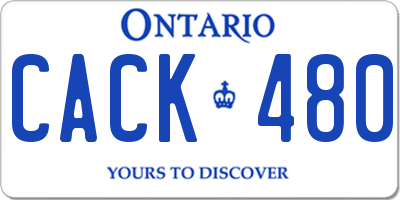 ON license plate CACK480