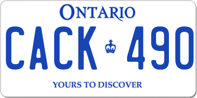 ON license plate CACK490