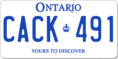 ON license plate CACK491