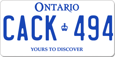 ON license plate CACK494