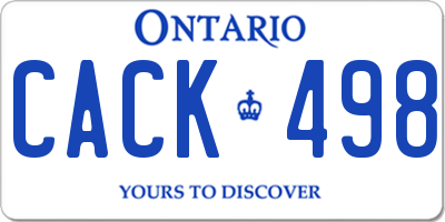 ON license plate CACK498