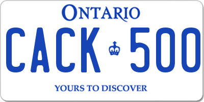 ON license plate CACK500