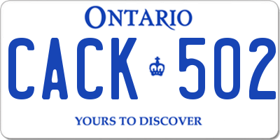 ON license plate CACK502