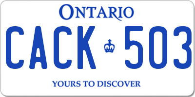 ON license plate CACK503