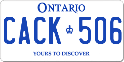 ON license plate CACK506