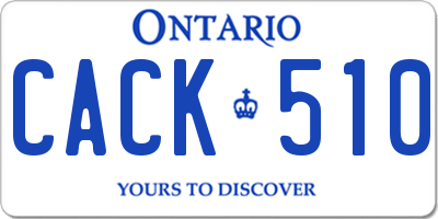 ON license plate CACK510