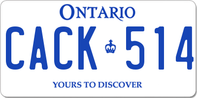 ON license plate CACK514