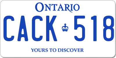 ON license plate CACK518